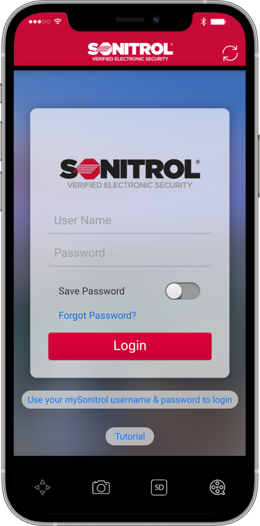 my sonitrol login screen